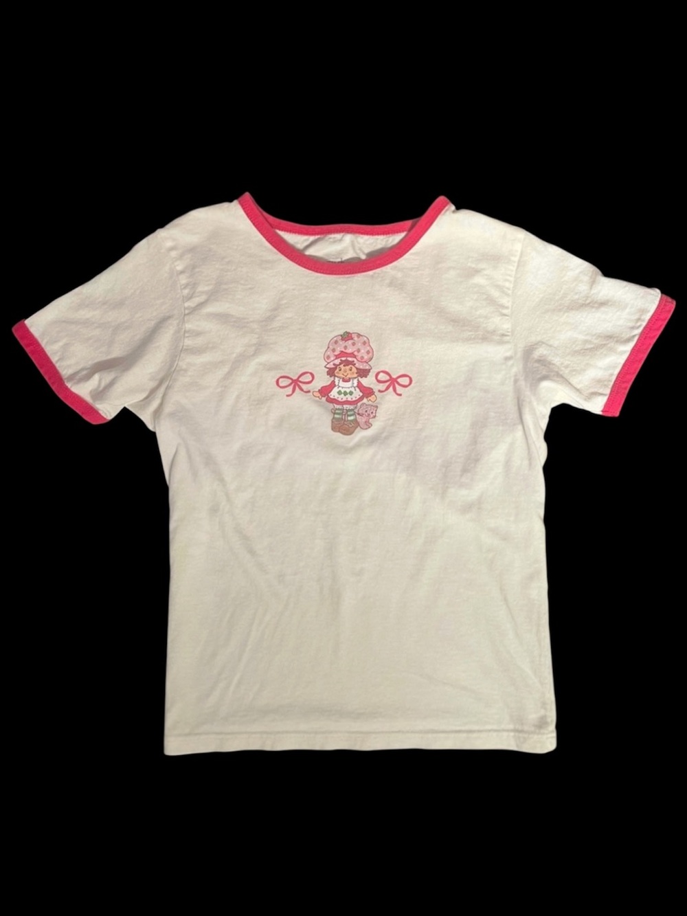 Vintage Style Strawberry Shortcake Baby Tee - 100% Cotton Fitted Graphic